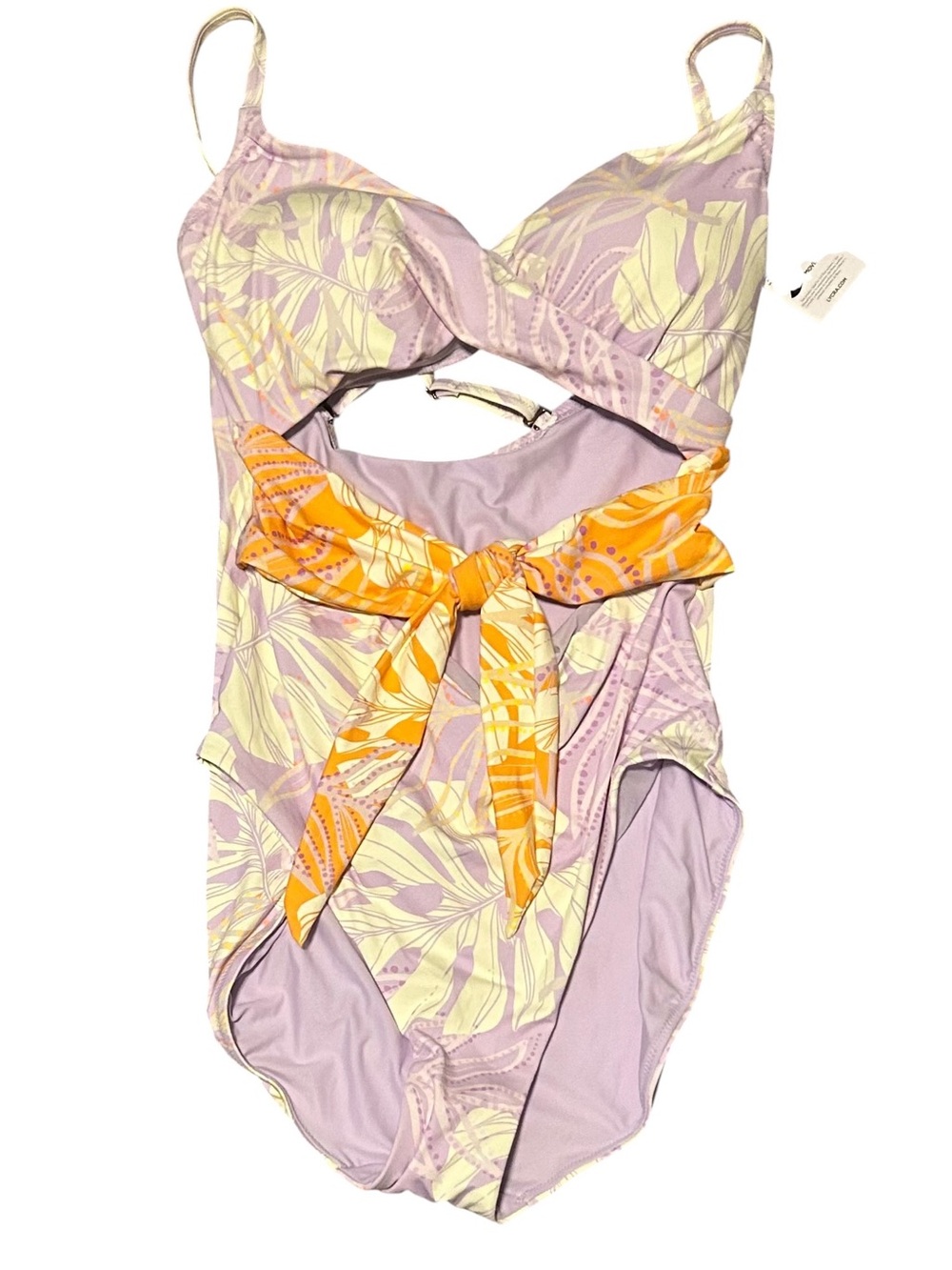 Calia Tummy Control One Piece Swimsuit Palms Lavender Size 8 NWT